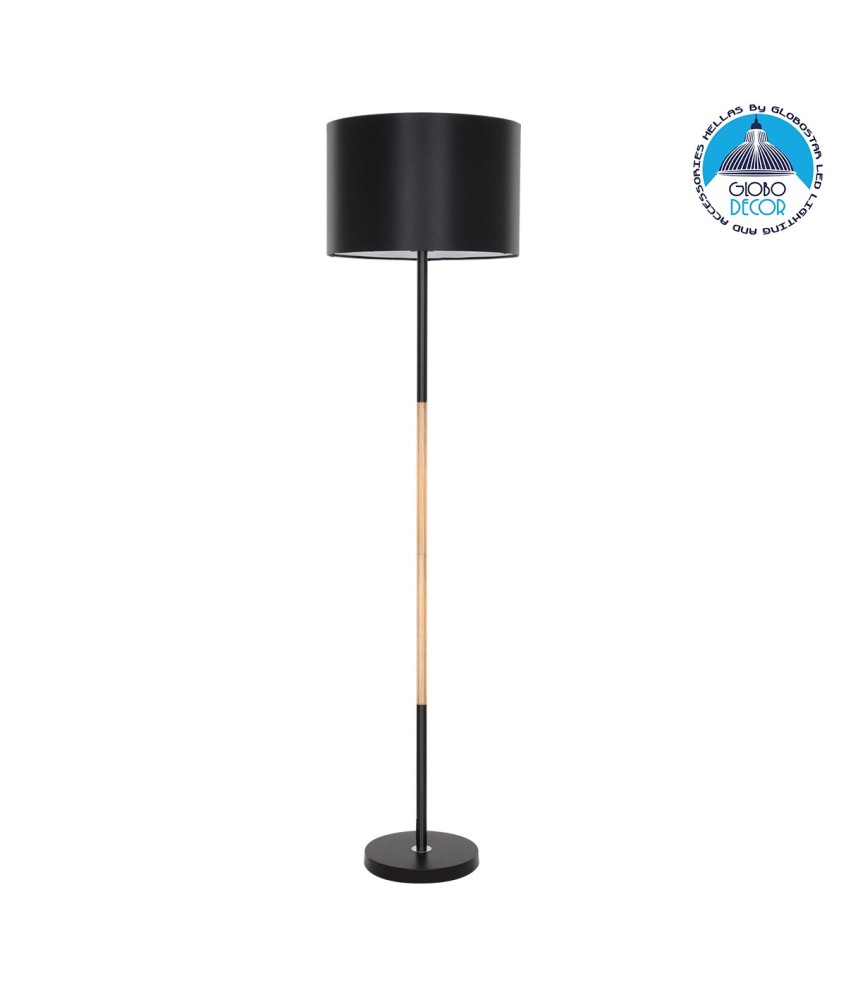 GLOBOSTAR® ASHLEY 00824 Μοντέρνο Επιδαπέδιο Φωτιστικό με Ντουί 1 x E27 AC 220-240V IP20 - Μαύρο & Μπεζ - Μ40 x Π40 x Υ145cm